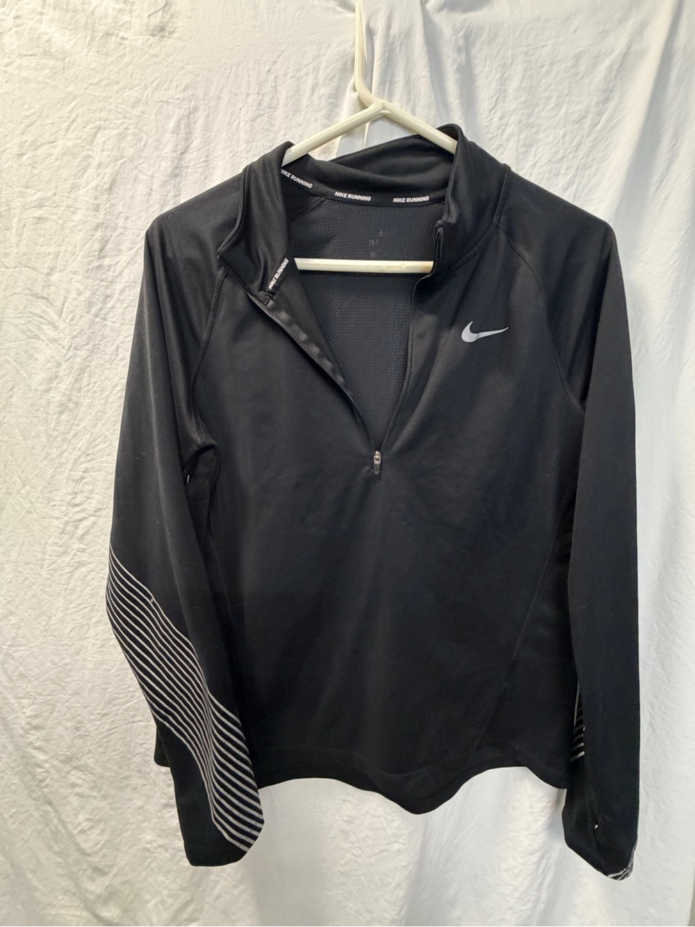 Nike Black Long Sleeve Half-Zip Top with Reflective Swoosh